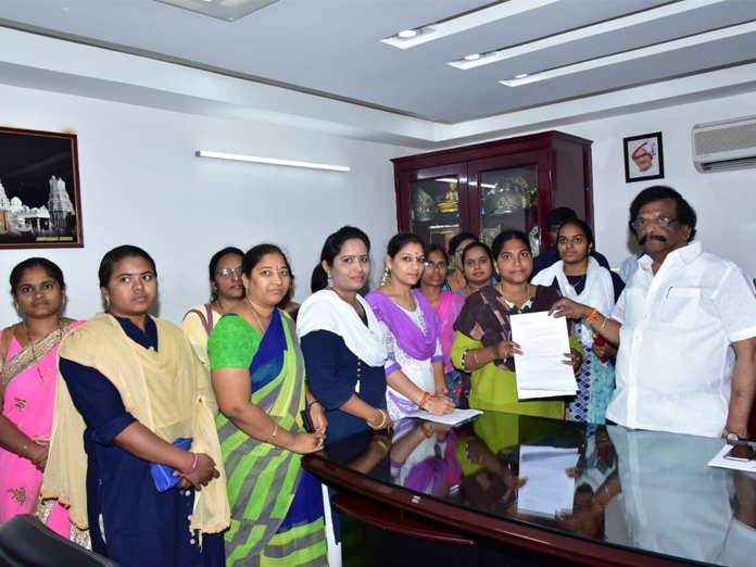 RIMS contract staff demands job security in Ongole