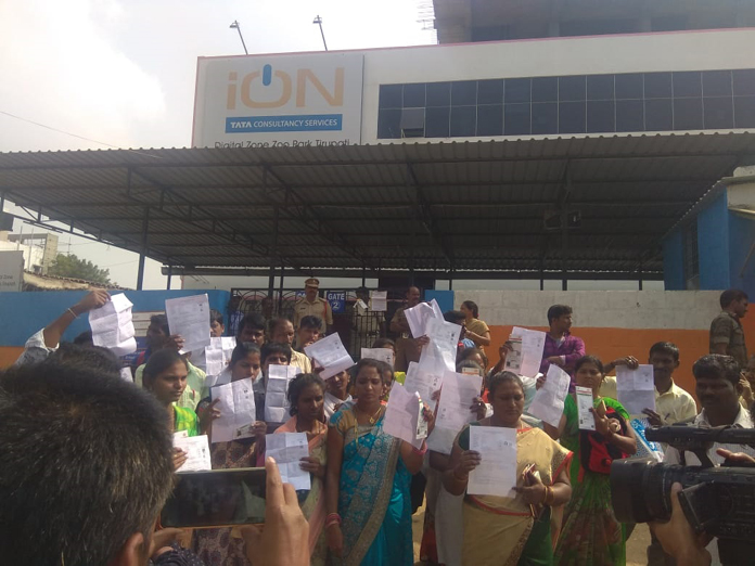 Secondary Grade Teacher candidates protest in front of exam centre