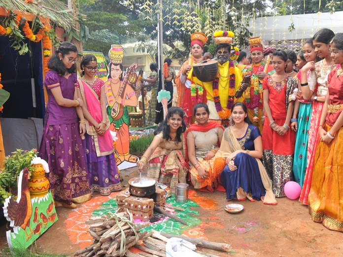 Students celebrate Sankranti at Sri Gowthami School