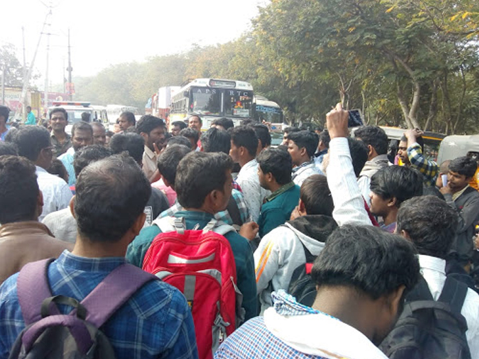 Tension prevails in Cherlapalli after DSC aspirants not allowed into exam hall