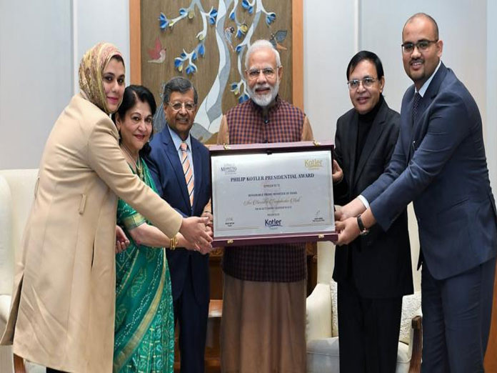 For outstanding leadership for nation, PM Modi receives Philip Kotler award