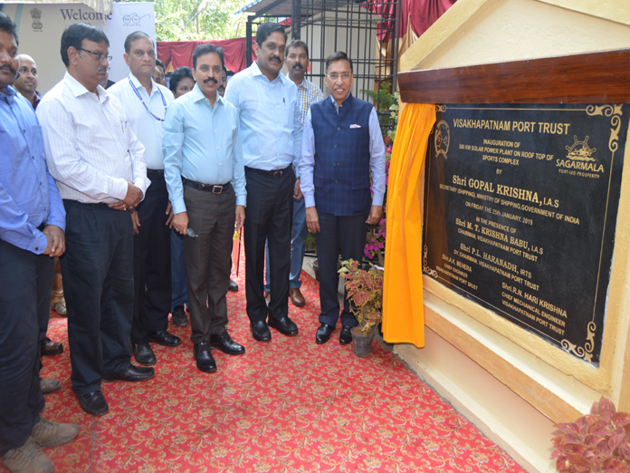 Shipping Secretary inaugurates solar plant at Sports Complex of Visakhapatnam