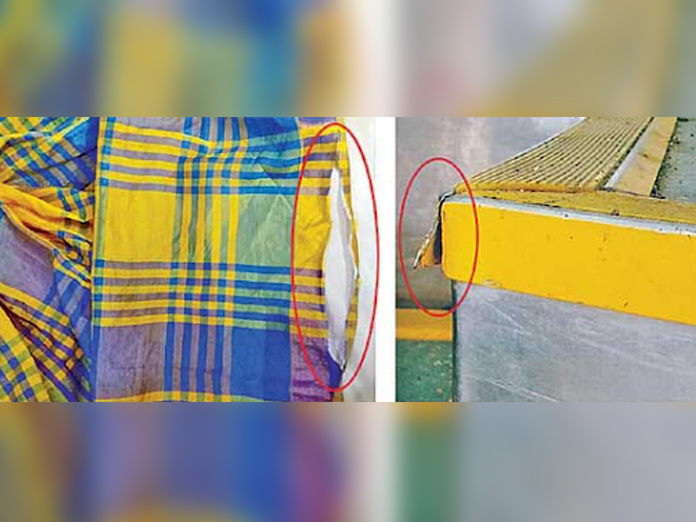 TSRTC fined Rs 3000 after a passengers saree torn by bus