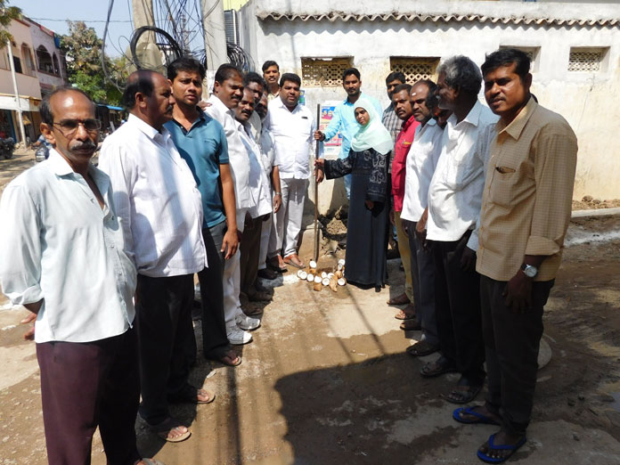 Corporator lays stone for CC road works