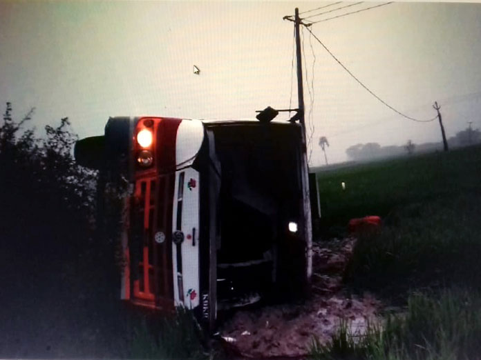 22 hurt as drowsy driver ploughs RTC bus into fields