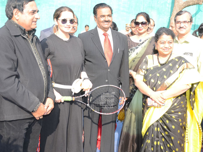 Sania inaugurates tennis court