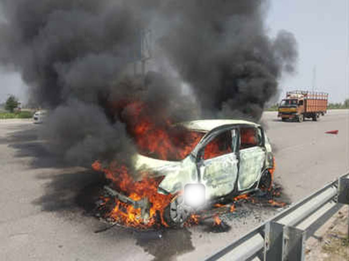 Hyderabad: Man burnt alive as moving car catches fire on ORR