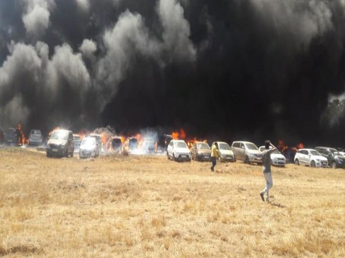 Fire breaks out in Chennai parking lot, hundreds of vehicles gutted