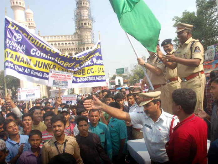 Hyderabad Traffic Police organise 3 KM Walk for road safety