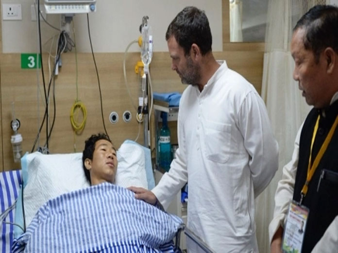 Rahul Gandhi meets victims of Arunachal Pradesh violence in Guwahati hospital