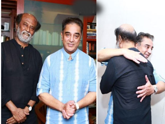 With a hug, Rajinikanth meets Kamal Haasan, invites him for daughter’s wedding