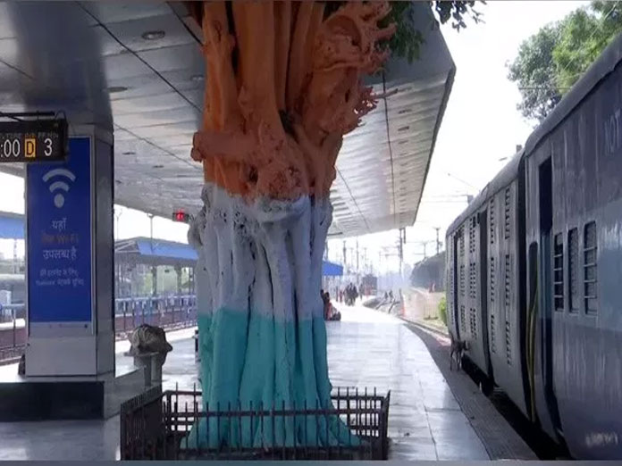 Chandigarh: Trees painted near railway station, environmentalists denounce move