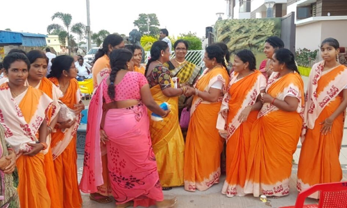 Devotees of Saibaba greet MLA P Anantalakshmi