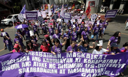 Thousands march against Duterte on International Women\s Day