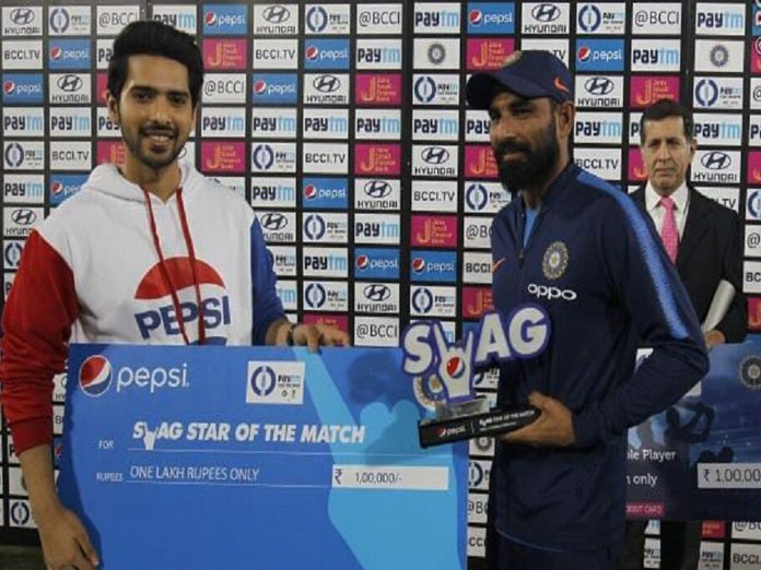 Shami awarded Pepsi Swagstar of the Match