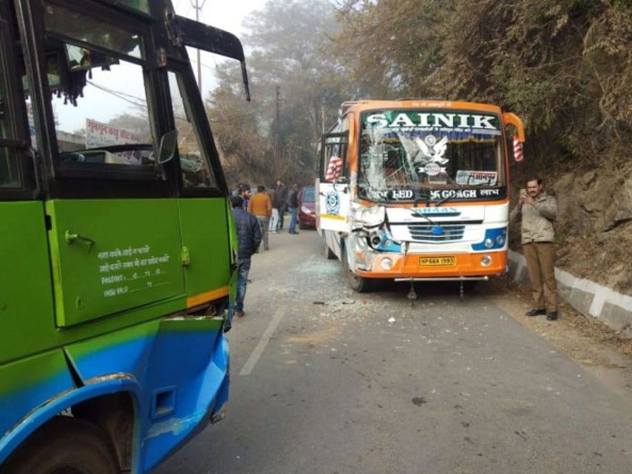 Ten injured as two buses collide near Shimla