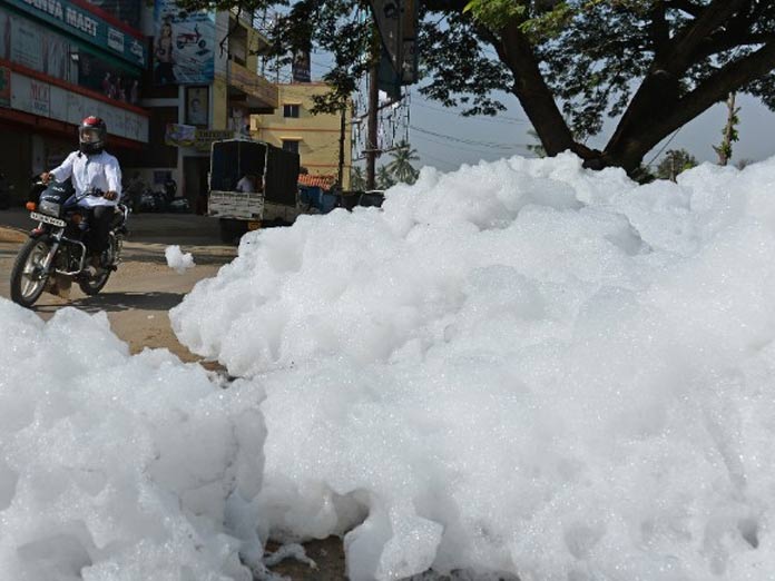 Frothing of the Varthur Lake takes over the streets