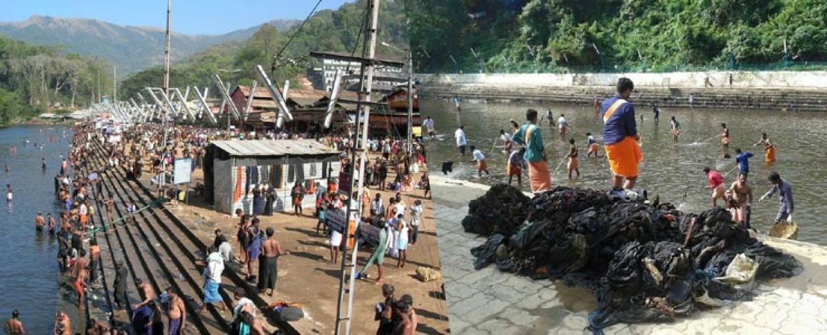 Sabarimala pilgrims vow to keep pamba river clean