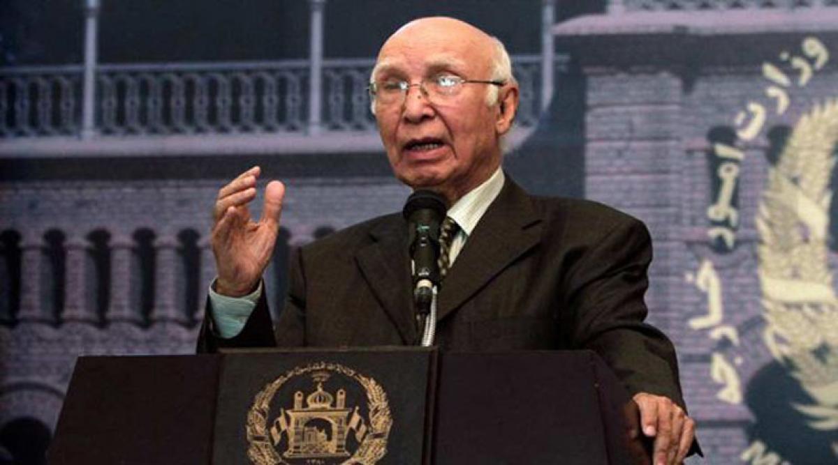 Talks with India only if Kashmir on table: Sartaj Aziz