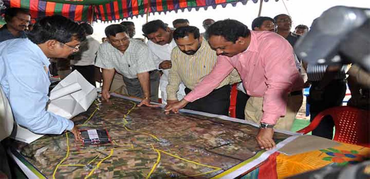 Officials check Bhumi Puja venue