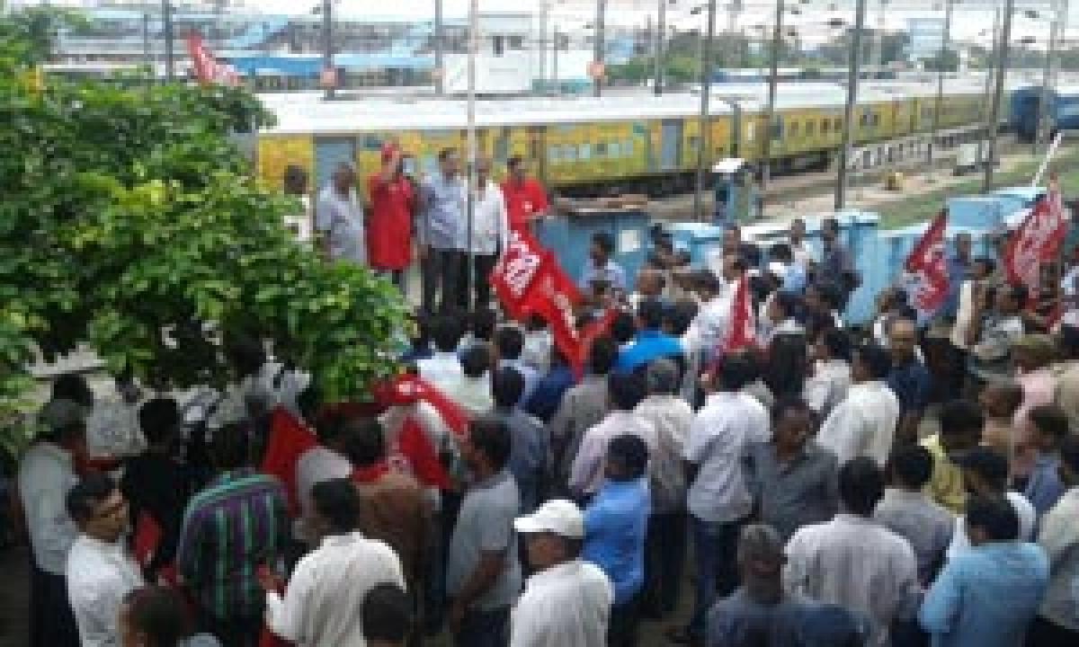 South Central Railway Mazdoor Union protests