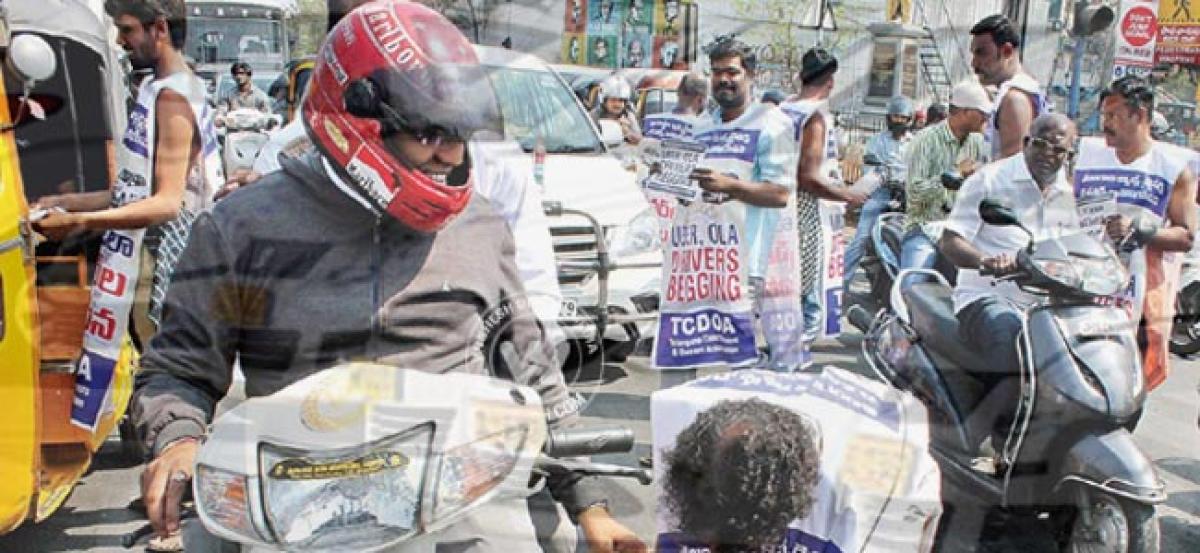 Protest against taxi aggregator after drivers death in Hyd