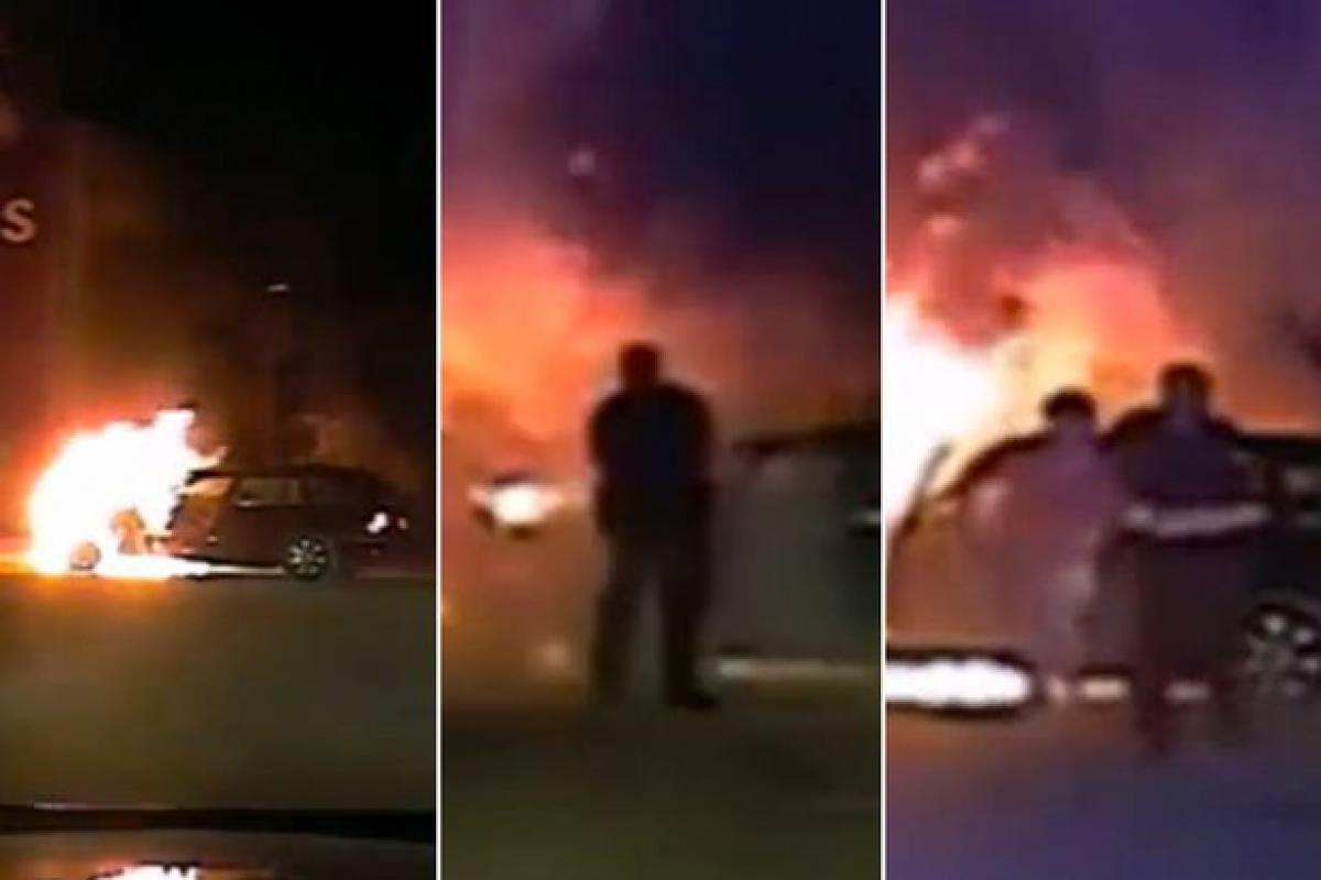 Dramatic Video Captures Hero Cop Save Woman Trapped In A Burning Car