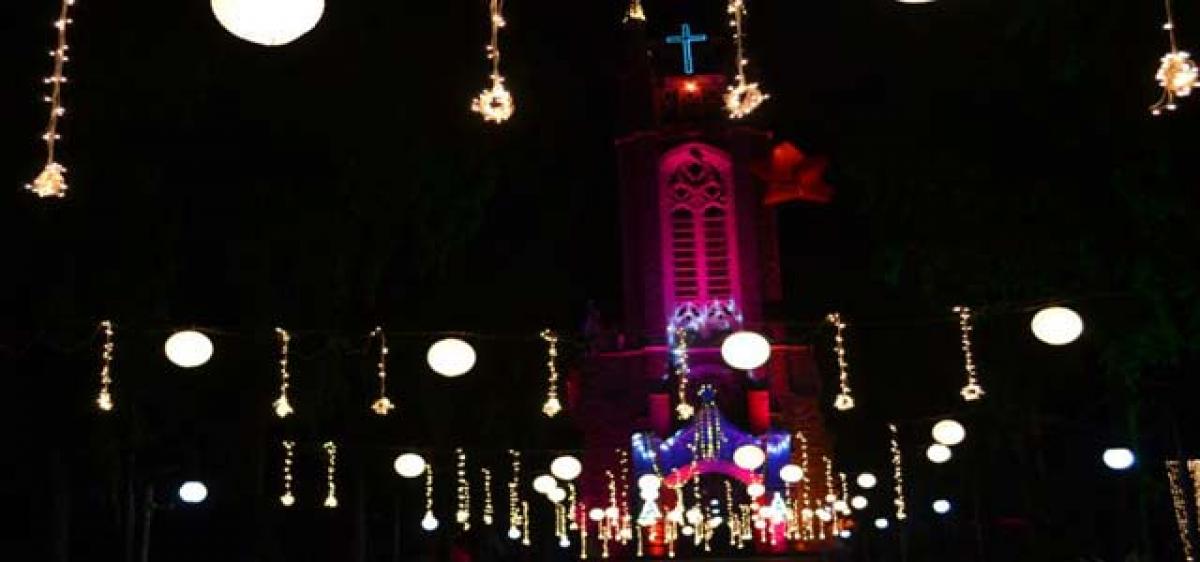 Medak Church glows in Xmas glory