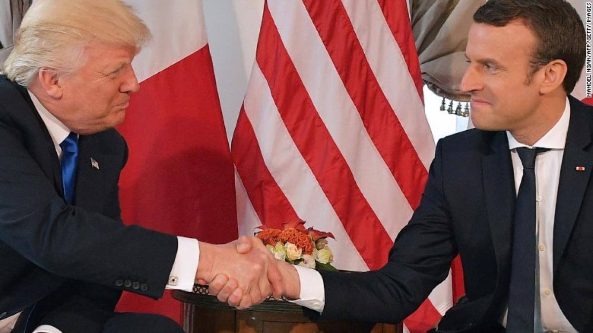 Emmanuel Macron explains his tense handshake with Trump