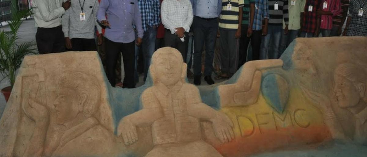 Sand sculpture installed to create awareness in Nalgonda