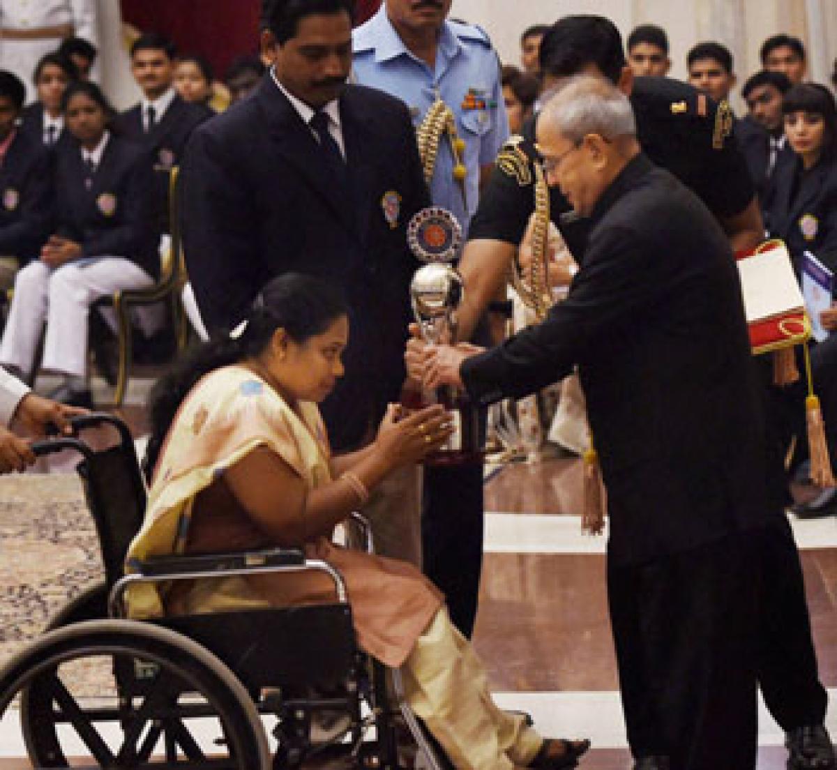 President Pranab Mukherjee presents Indira Gandhi National Service awards