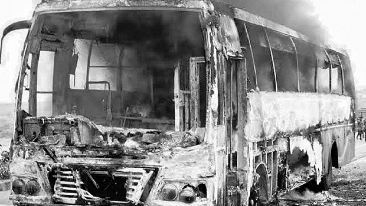 APSRTC bus gutted in fire at Tirupati bus depot