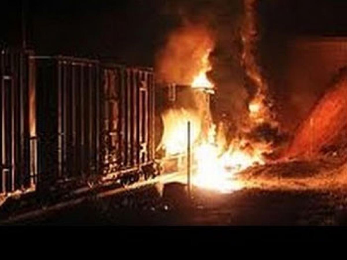 Goods train catches fire at Ramagundam