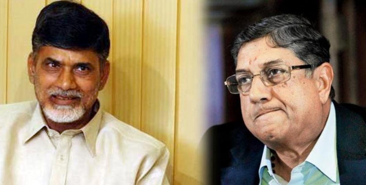 N Srinivasan meets Chandrababu in Vijayawada