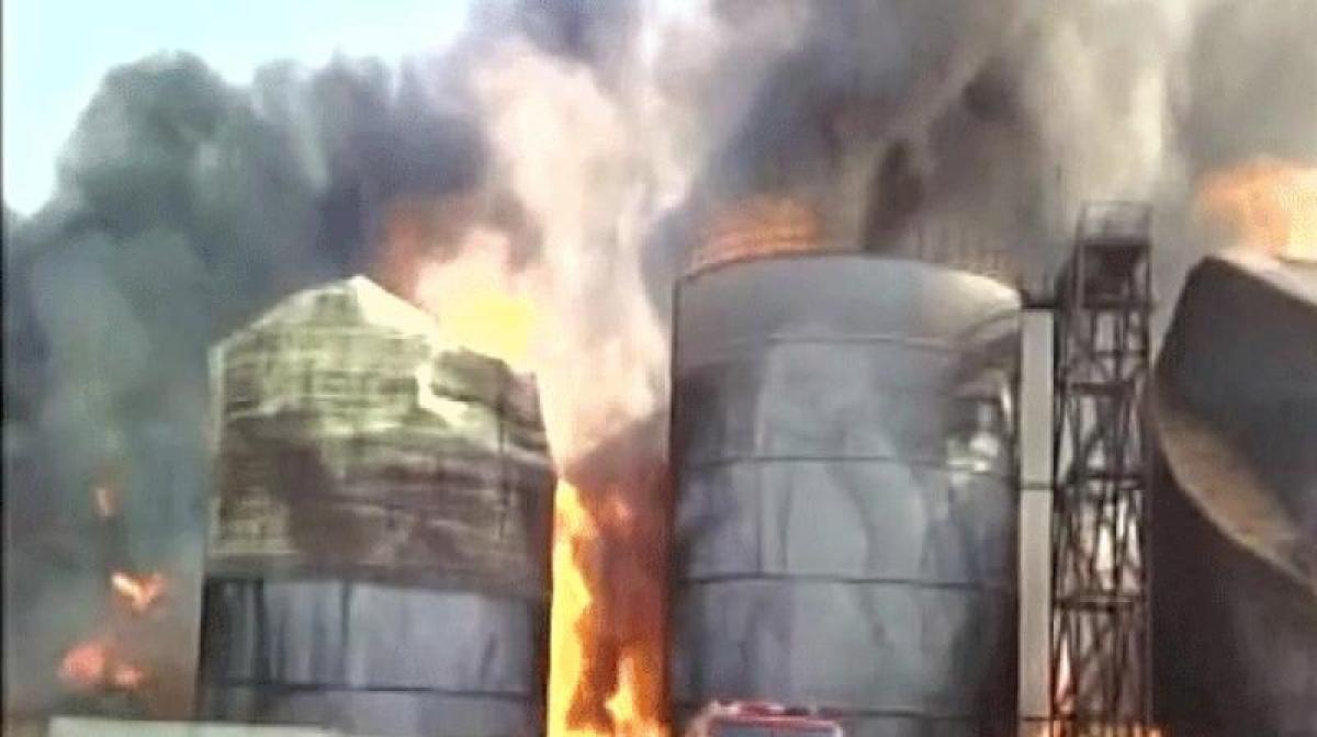 Huge fire at bio-diesel company in Vizag; 40 fire engines rushed