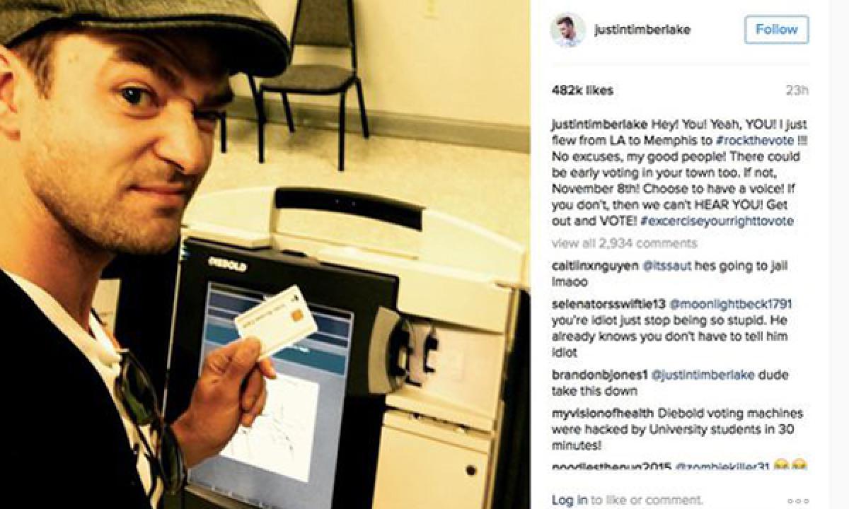 Justin Timberlake in trouble for taking selfie inside the polling booth