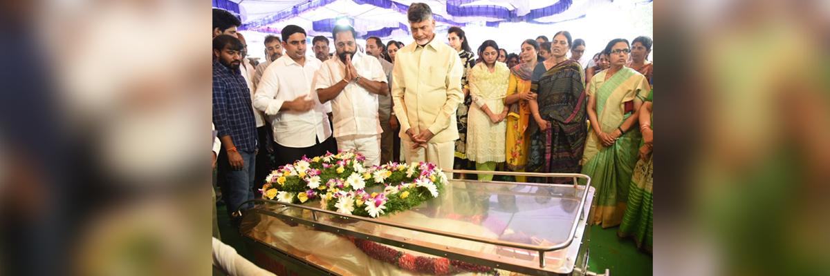 CM Chandrababu Naidu paid tributes to his nephew K Uday Kumar