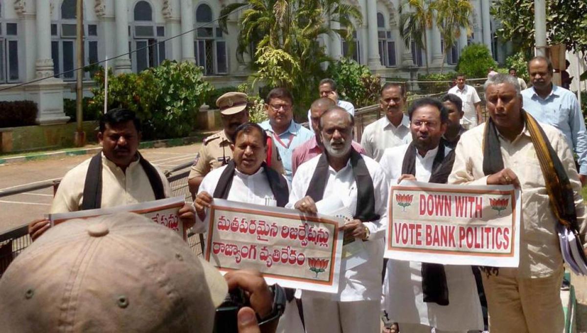 BJP protests against hike in Muslim quota