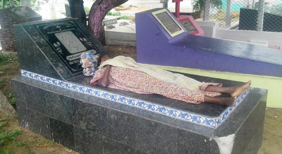 Ailing woman left in graveyard