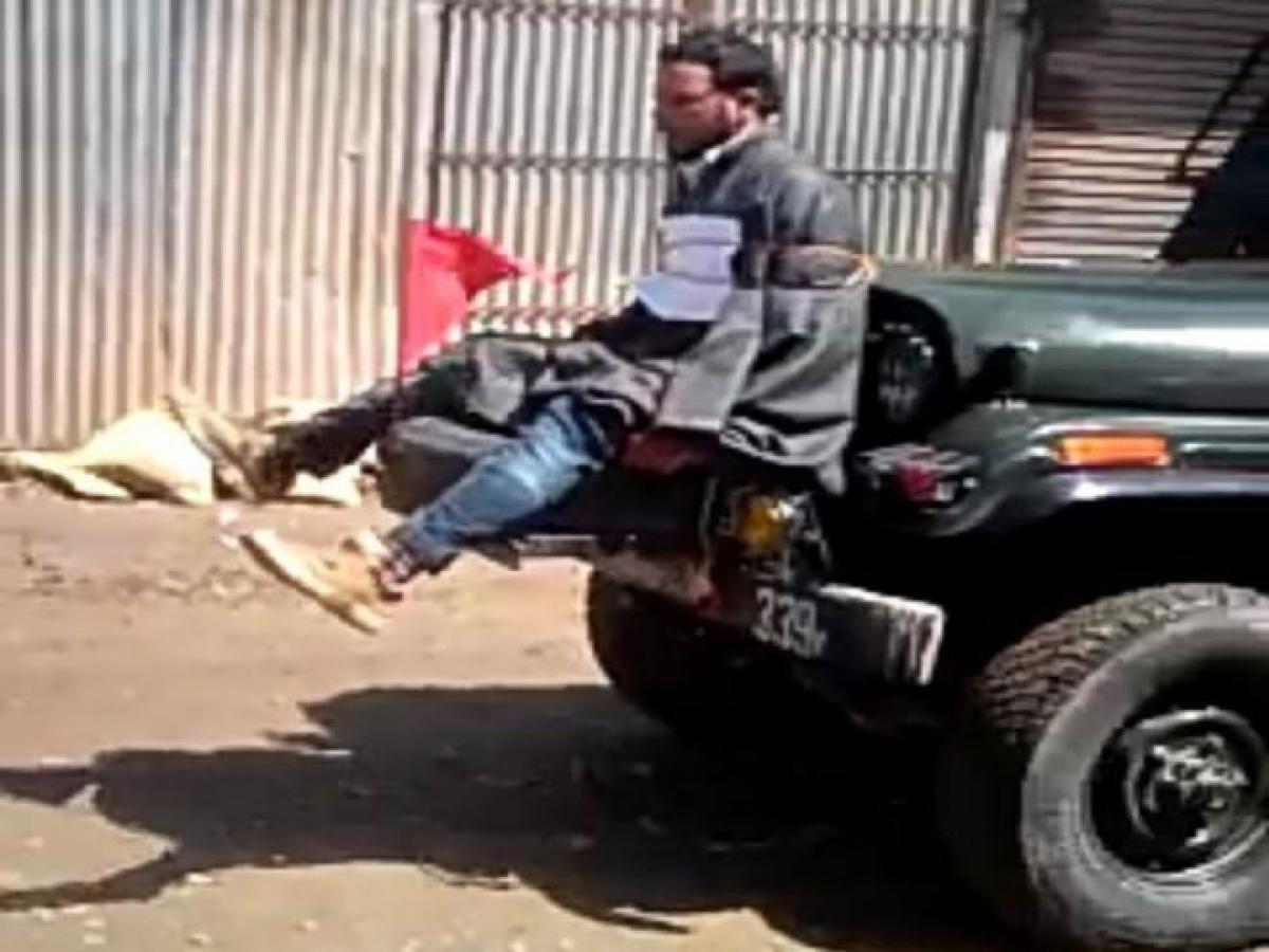 Srinagar: Video allegedly showing youth tied to army jeep causes outrage