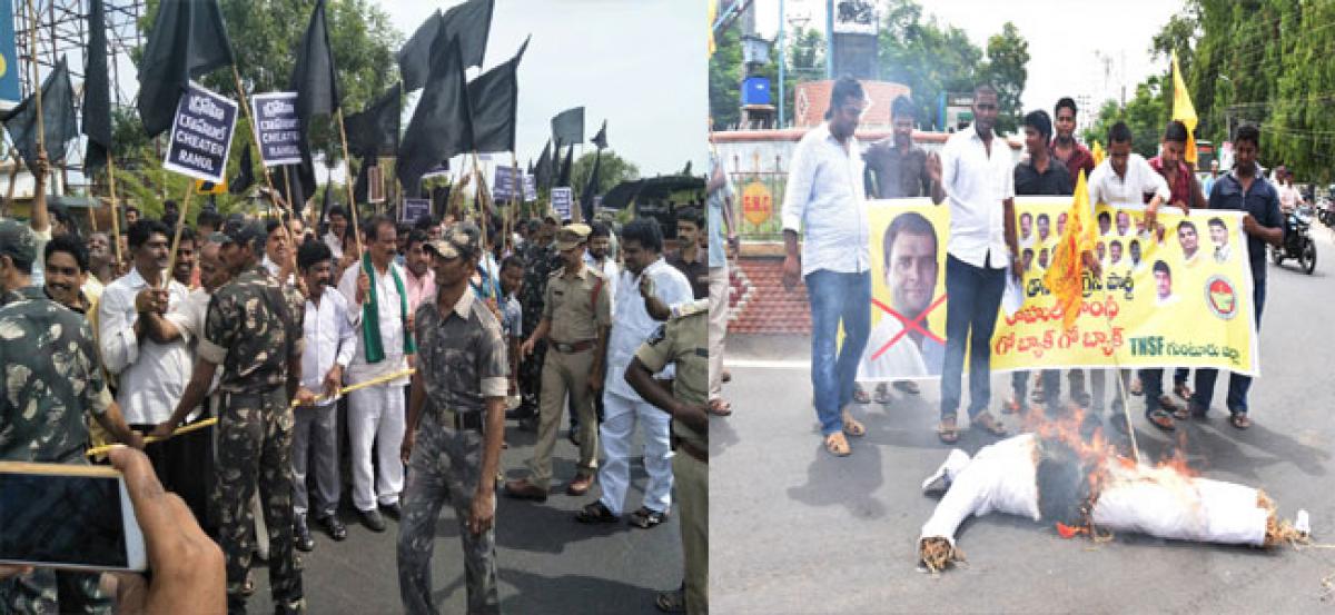 Protests mar Rahul Gandhi’s visit to state