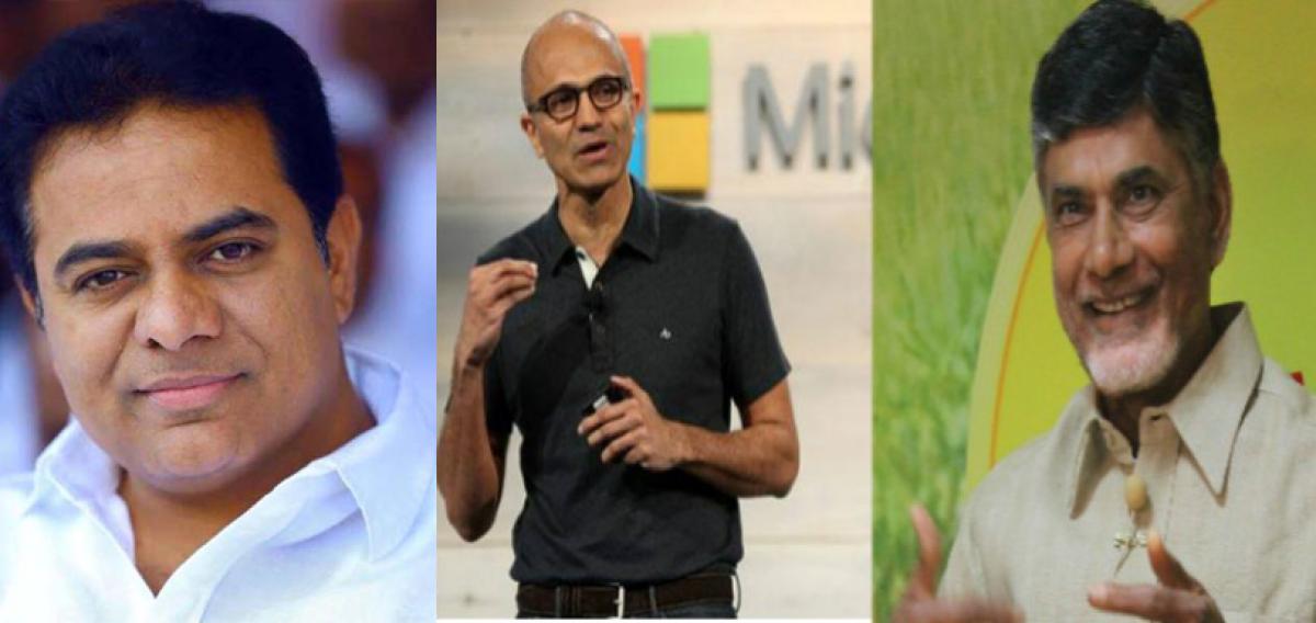 Microsoft CEO does a balancing act to keep both Telugu states happy