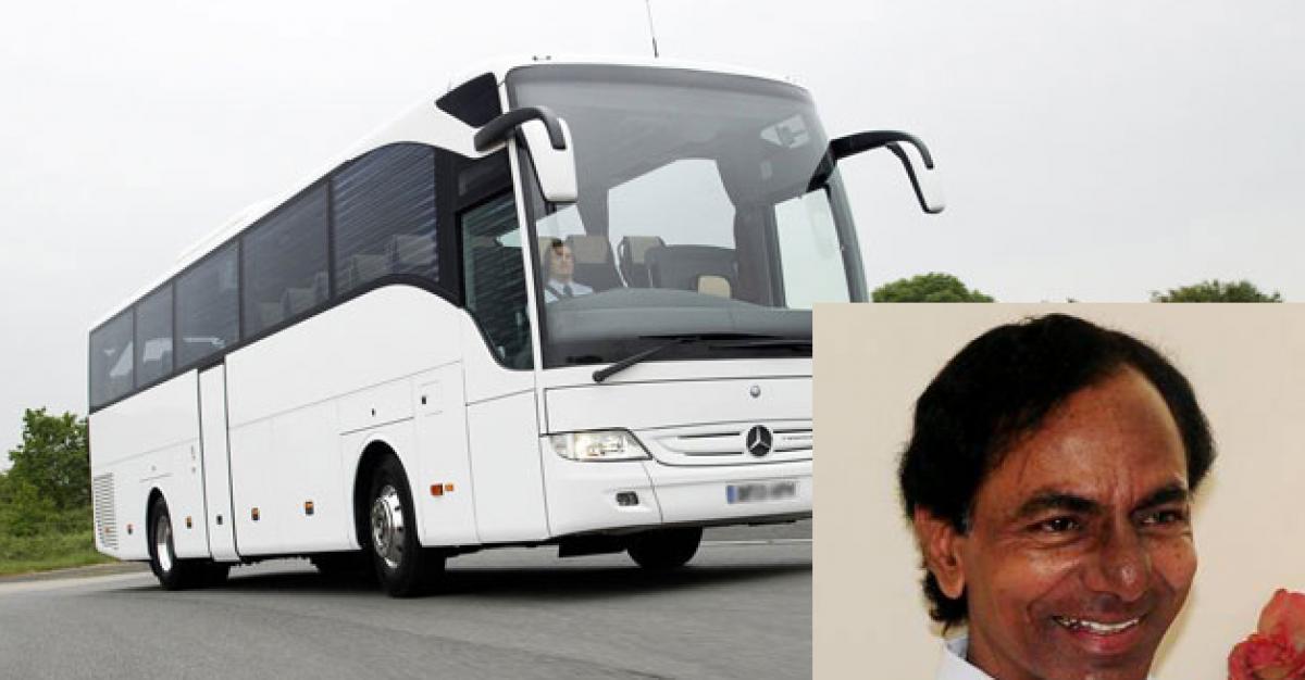 KCR travels by new Mercedes Benz bus