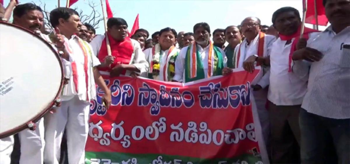 Congress, Left parties launch padayatra for takeover of NSF