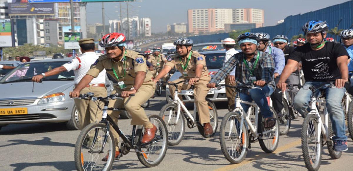 Top cop cycles for Car Free Thursdays