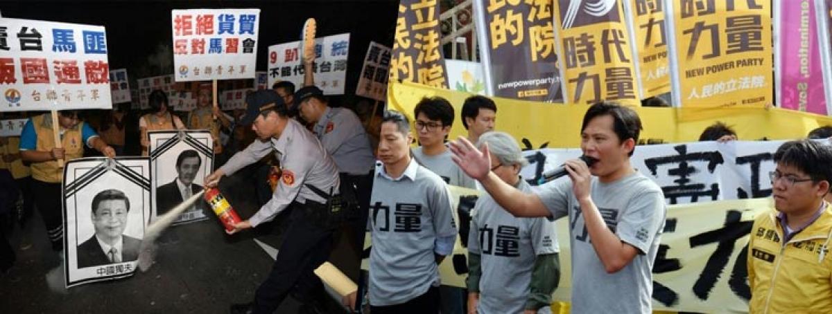 Protests hit Taiwan over Ma-Xi summit