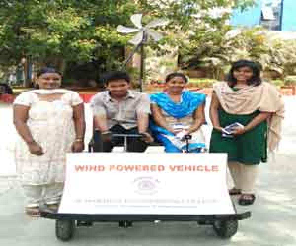 Hyderabad students design wind powered car