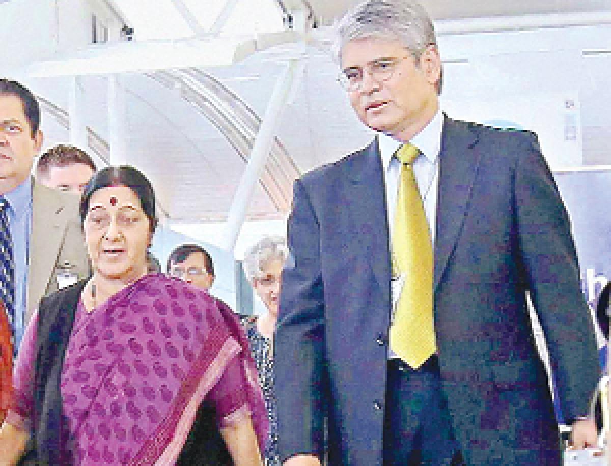 Sushma in US to preside over Yoga Day event at UN