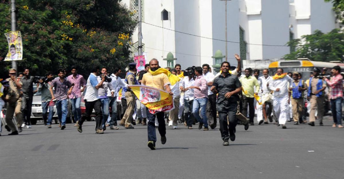 TDP, BJP stage dharna leaders arrested