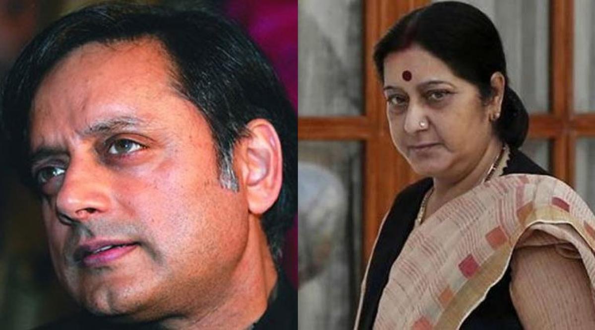 Unity against Pak: Draft reply on Jadhav sentence, Sushma asks Tharoor